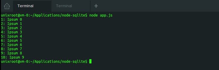 SQLite output