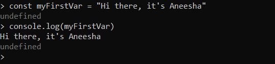 Node Repl First Variable Print