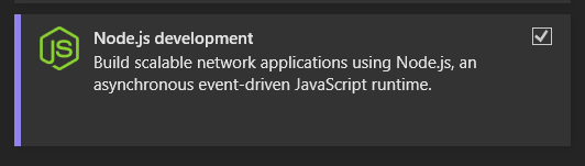 Select Node.js development