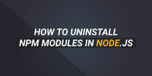 Uninstall Npm Modules In Nodejs
