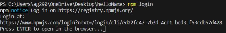 Log in to NPM