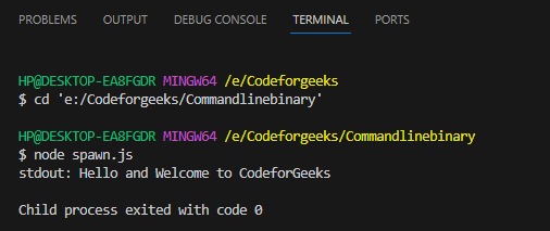 Spawn Code Output