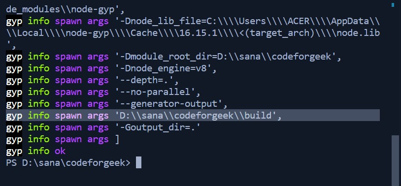 node-gyp configure