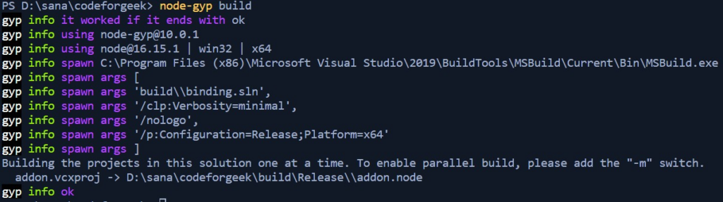 node-gyp build