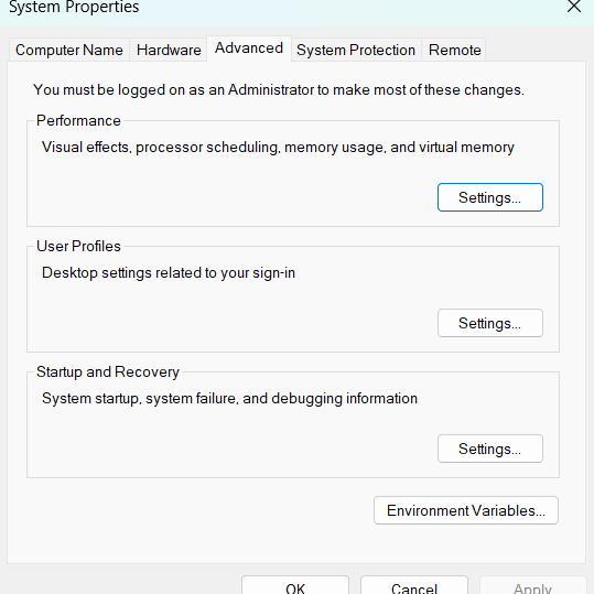 Image of system properties