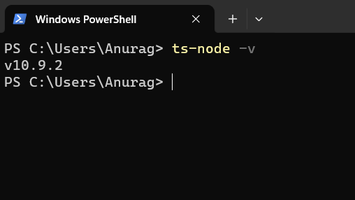 Image of running ts-node command