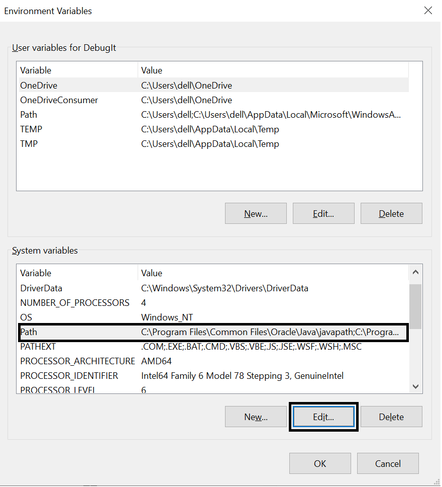 System variables path