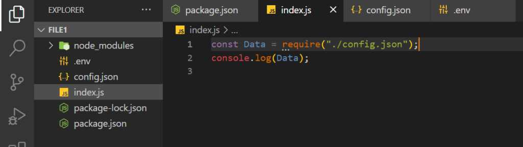 Image of using require function to read json file