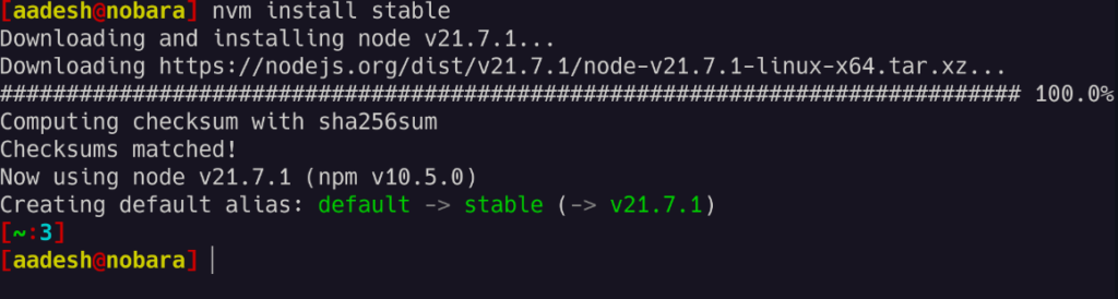 Installing Node.js with NVM Step 4