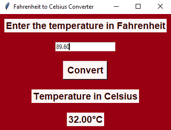 Converted temperature is displayed