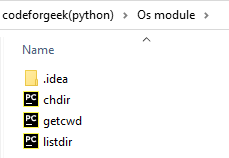 List of current files in the directory