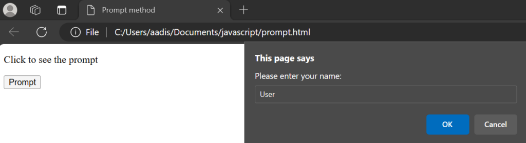 how to make a popup message in javascript