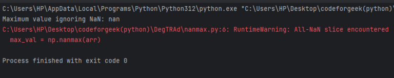 numpy.nanmax() in Python: Finding Max Value Ignoring NaN | CodeForGeek