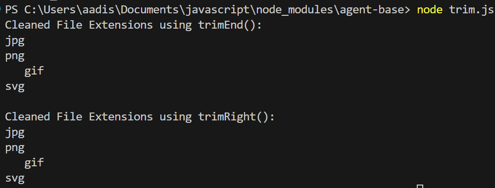 JavaScript trimEnd and trimRight Method