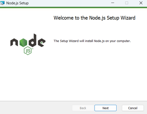 Node.js setup wizard step 1