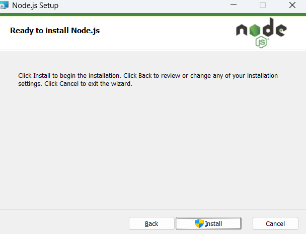 Node.js setup wizard step 6