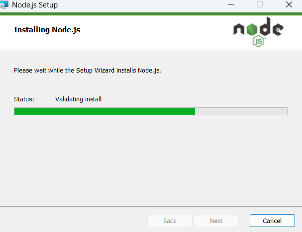 Node.js setup wizard step 7