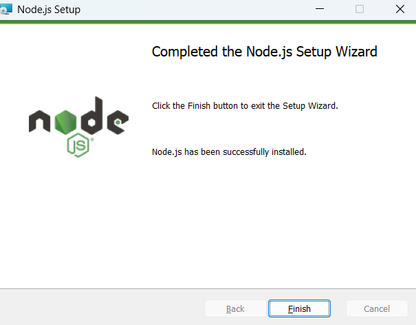 Node.js setup wizard step 8