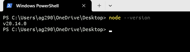 node --version output