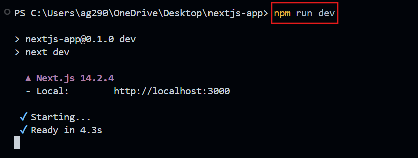 Output of npm run dev