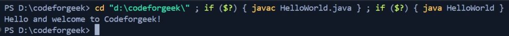 Output of Java Code 