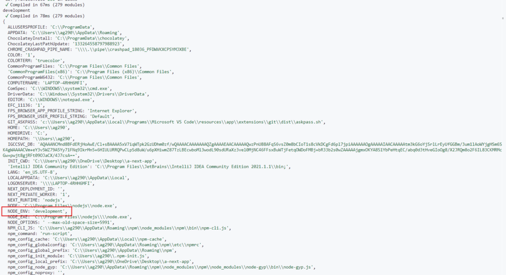 NODE_ENV environment variable