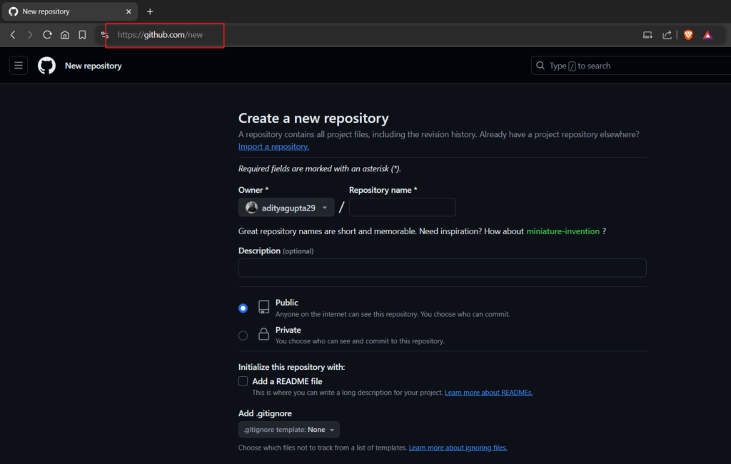 Create a new repository