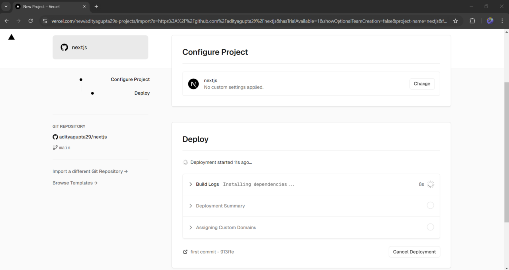 Deploying Next.js to Vercel