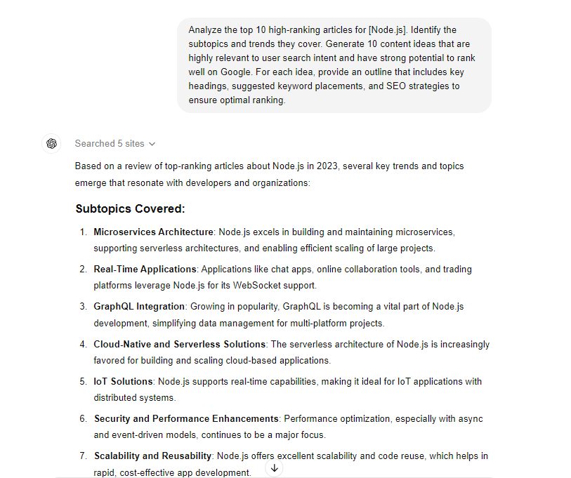 Prompts for Content Ideas Output