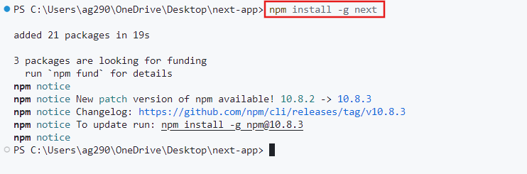 Installing Next.js globally