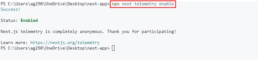 next telemetry enable 