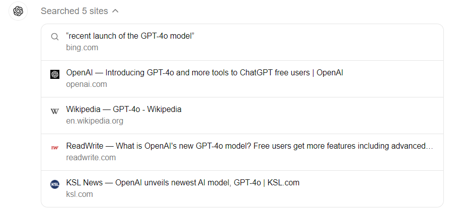 ChatGPT searching on web