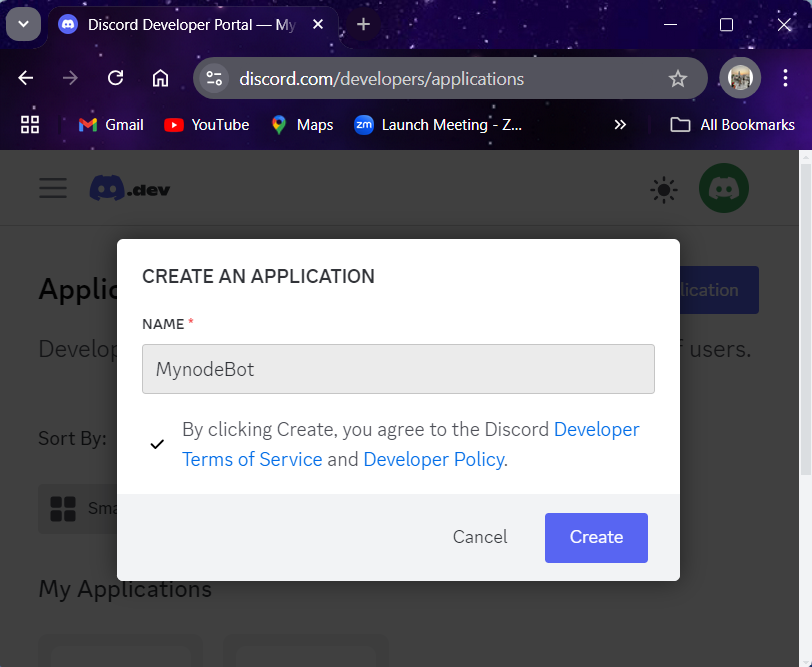 Creating a Discord Application Step 3