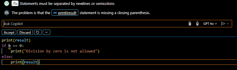 Copilot Chat Assistance Output