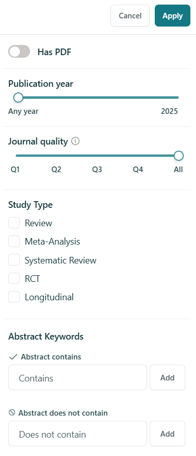 Filters to Narrow Down Results