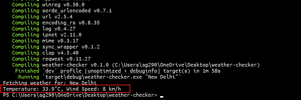 Weather CLI Output