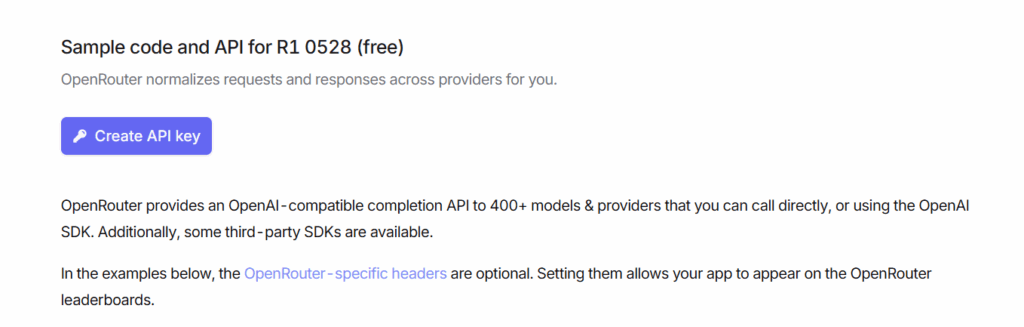 Create API key option