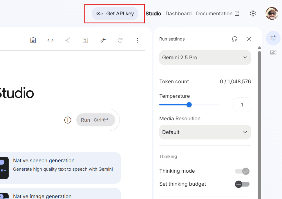 Get API Key button