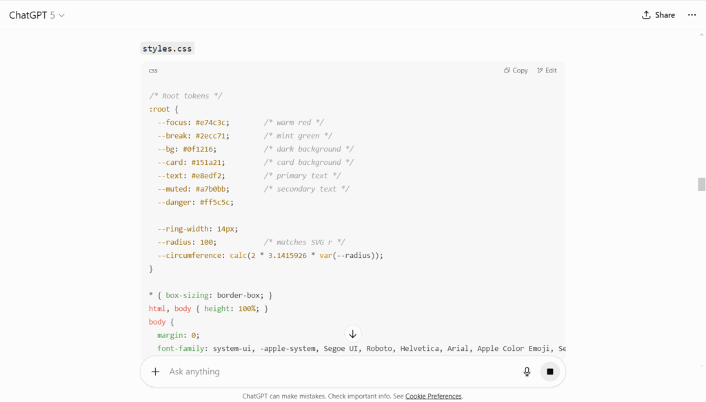 CSS code