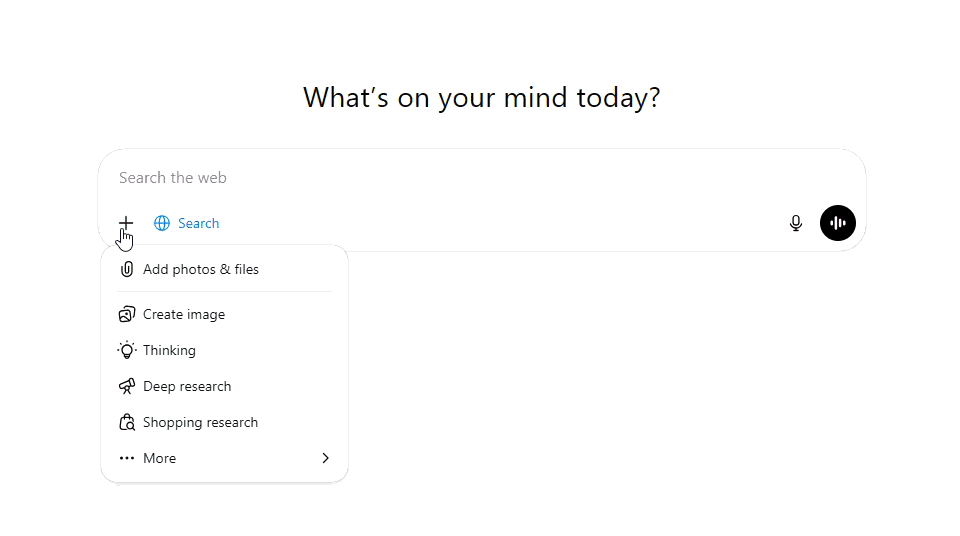 ChatGPT cannot combine web search and thinking together