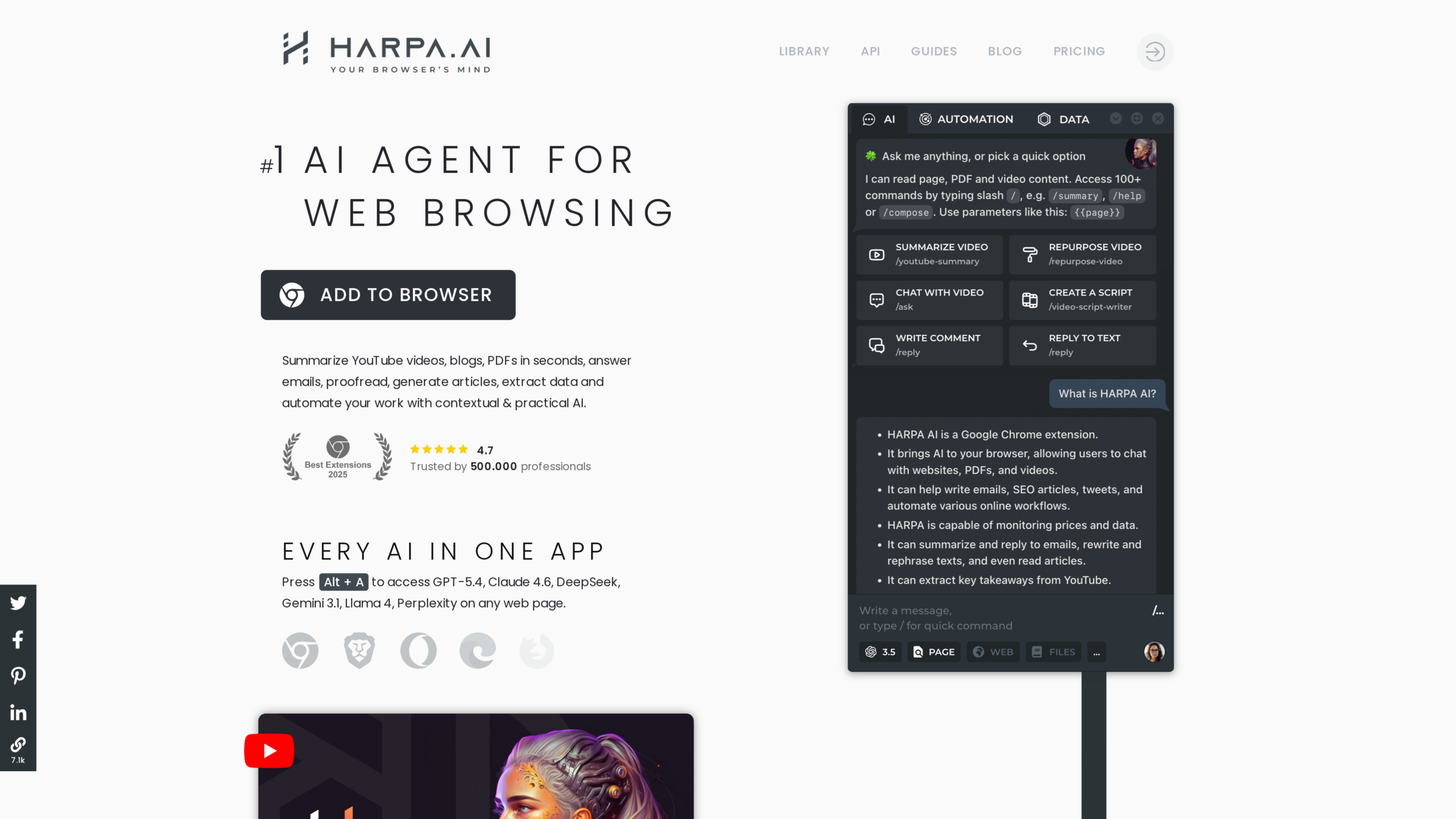 HARPA AI homepage