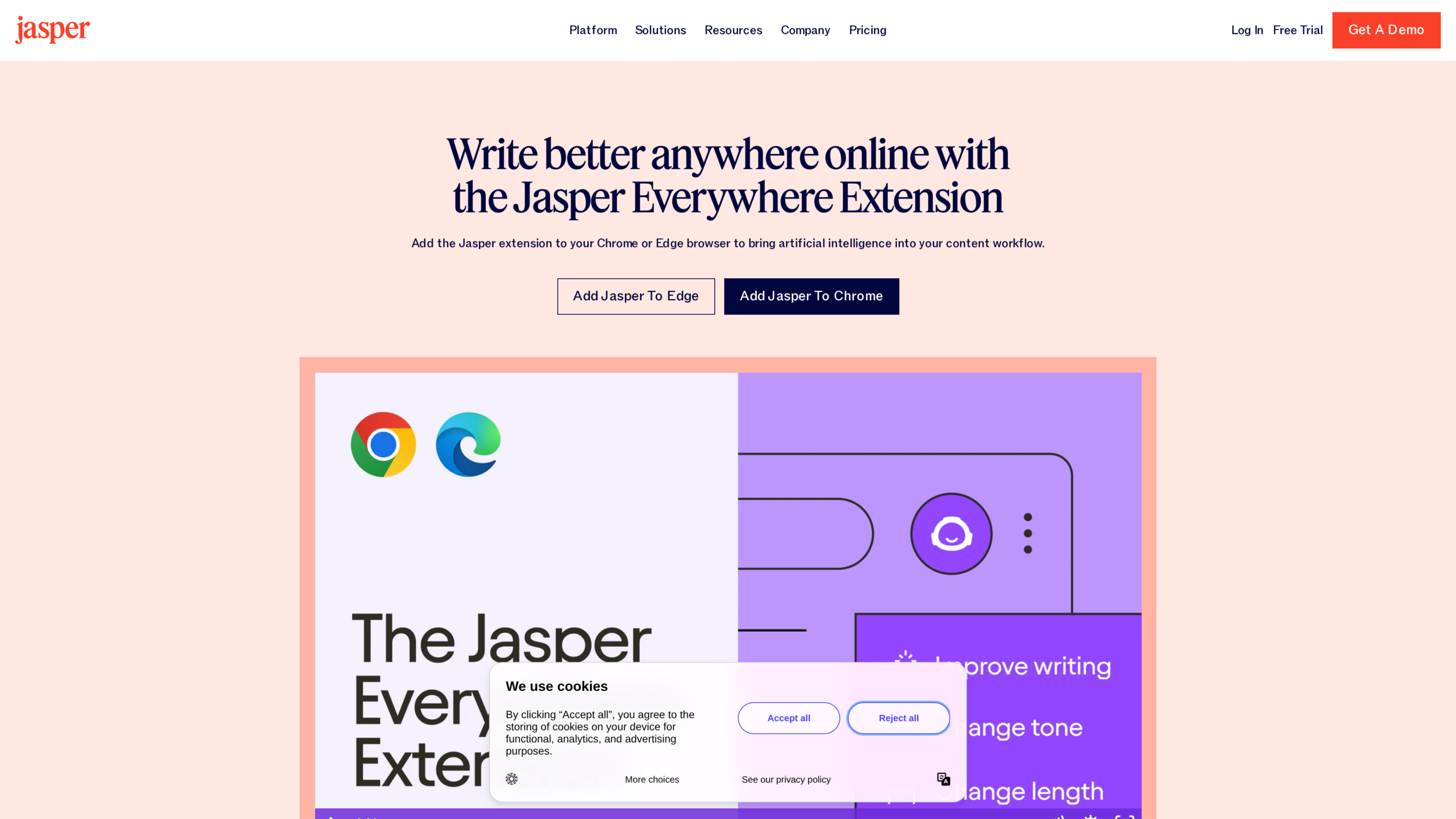 Jasper Chrome extension page