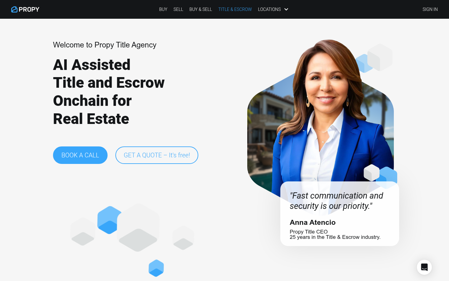 Public Propy Title Agency page describing title and escrow services for real estate