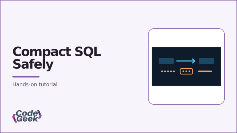 SQL tokens compact into a smaller query while quoted text remains enclosed
