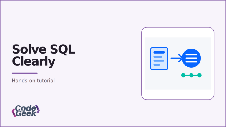 CodeForGeek banner showing rows becoming grouped SQL results