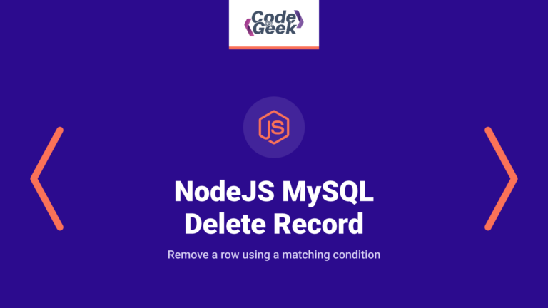 NodeJS MySQL Delete Record