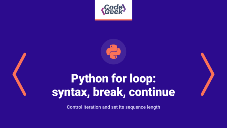 Python for loop: syntax, break, continue and range() examples