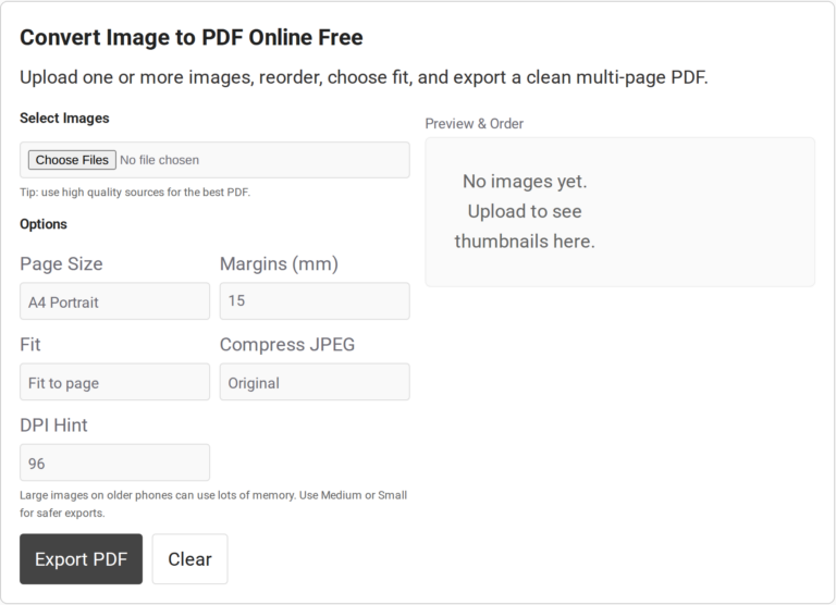 Convert Images to PDF Online Free