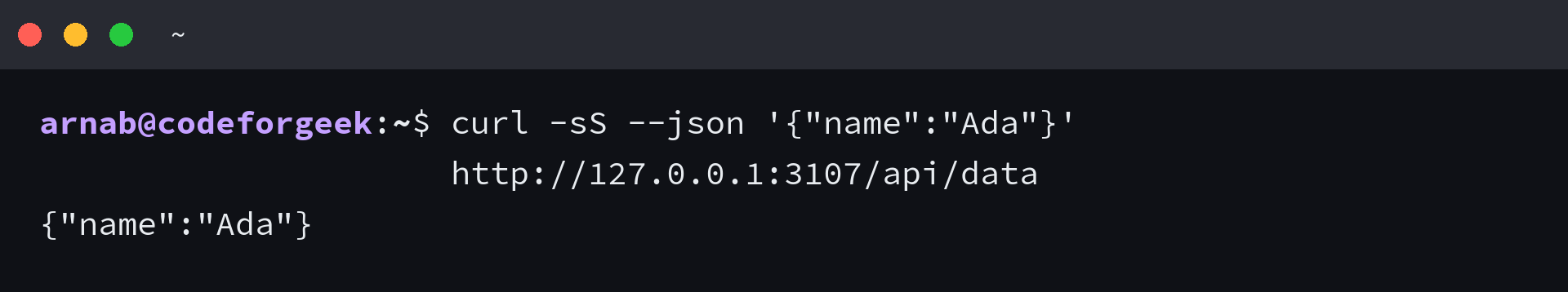 JSON request returning the parsed name Ada