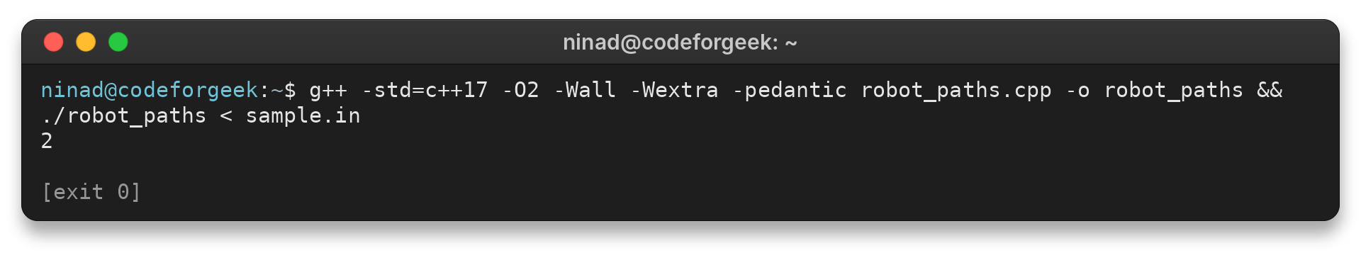C++ Robot and Paths sample program returns two paths